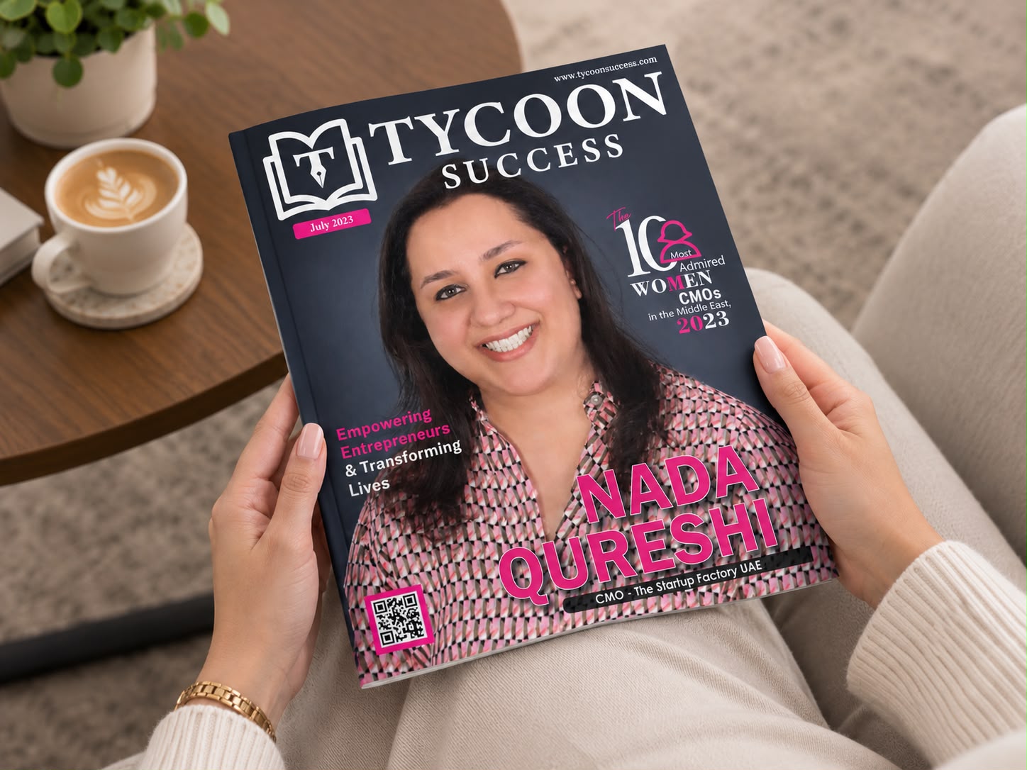 Nada Qureshi on the cover of Tycoon Success magazine, July 2023